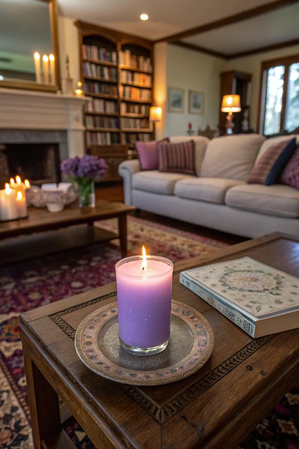 Warm up your space with handcrafted lavender candles.