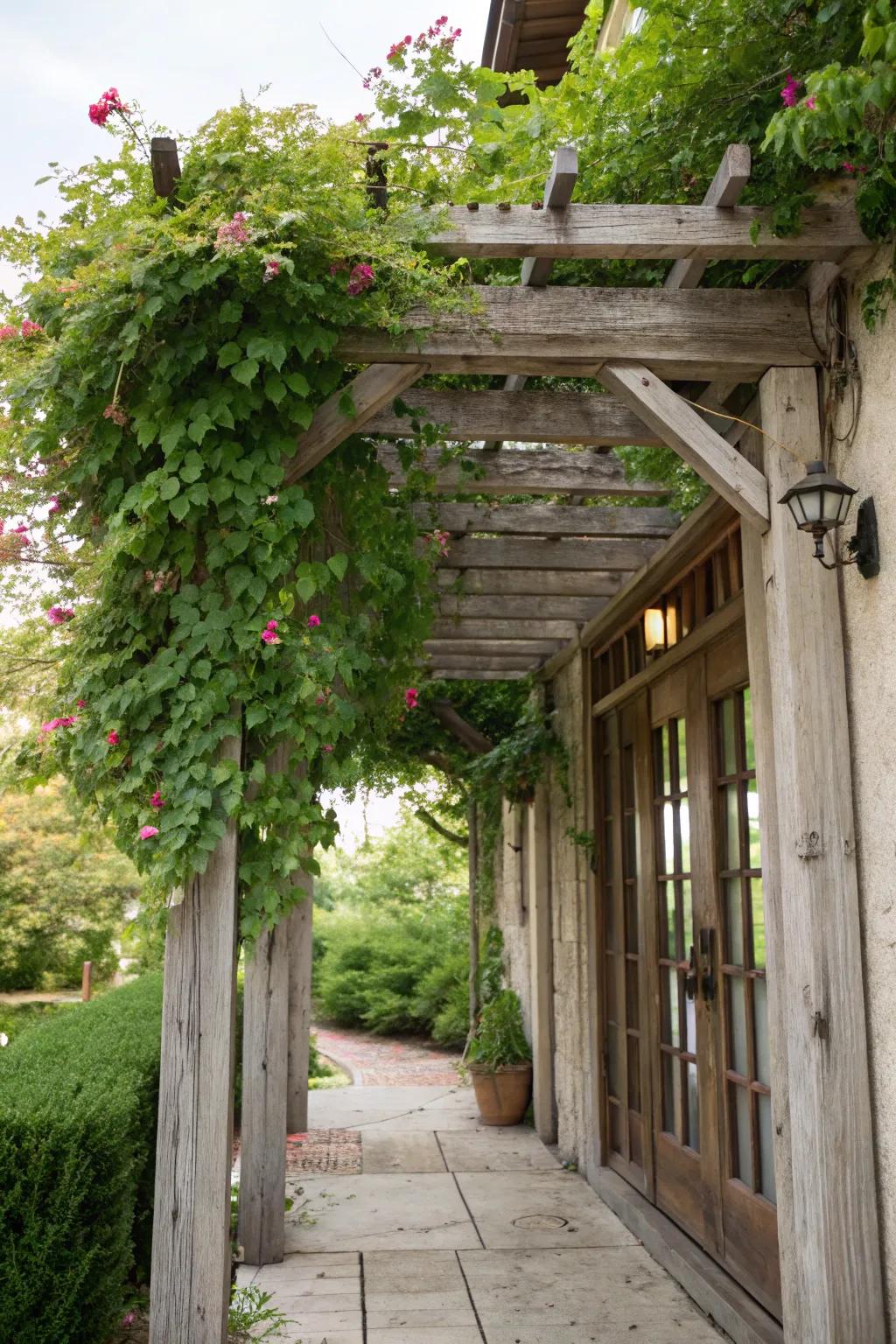 A framework shelter contributing a botanical allure.