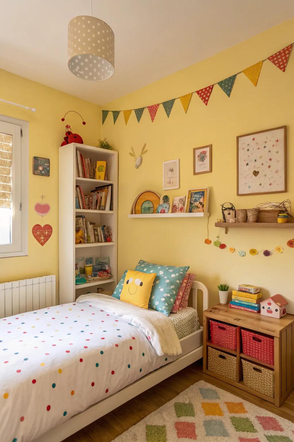 A cozy and playful kid's room in yellow.