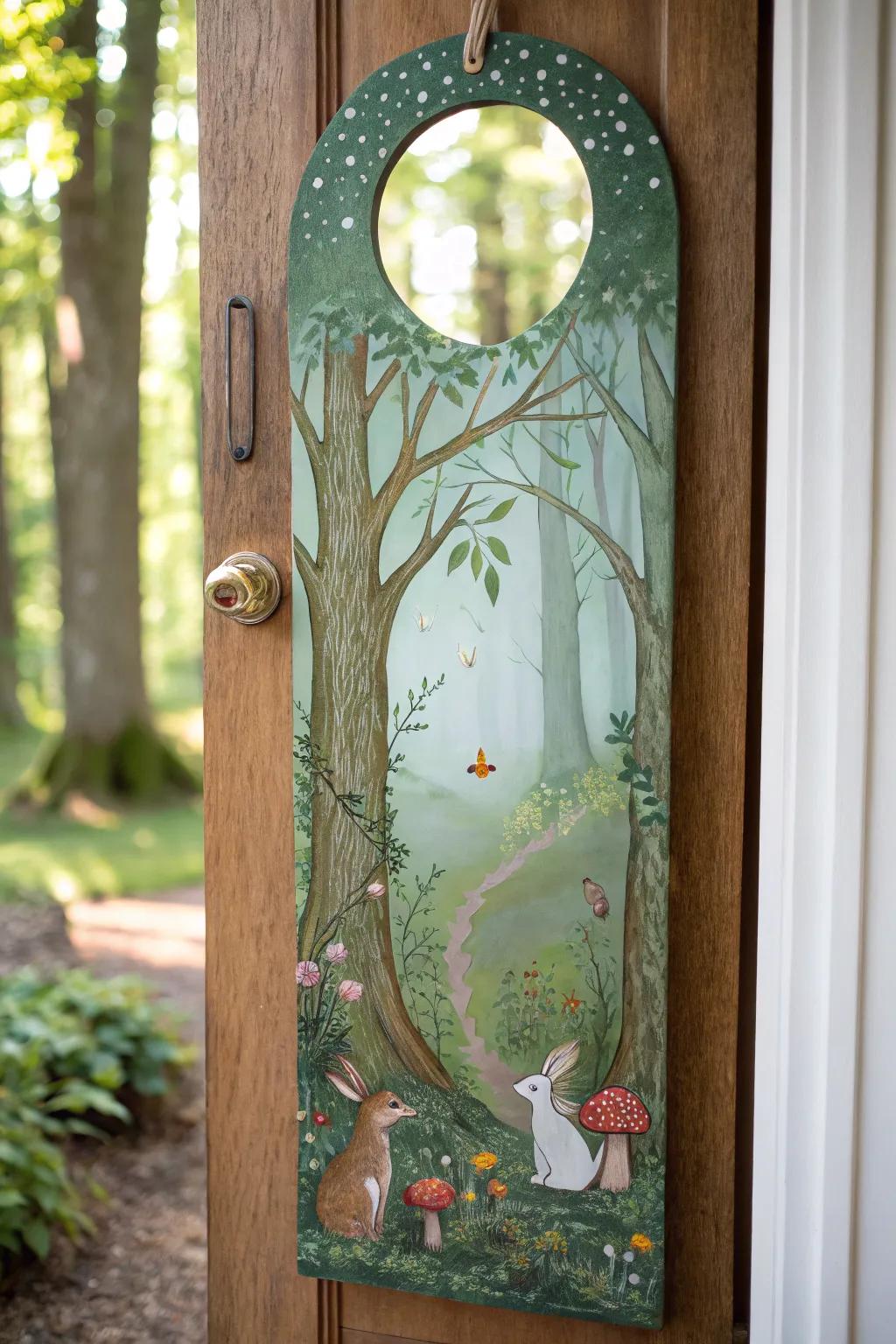 A magical fairytale forest-themed door hanger.