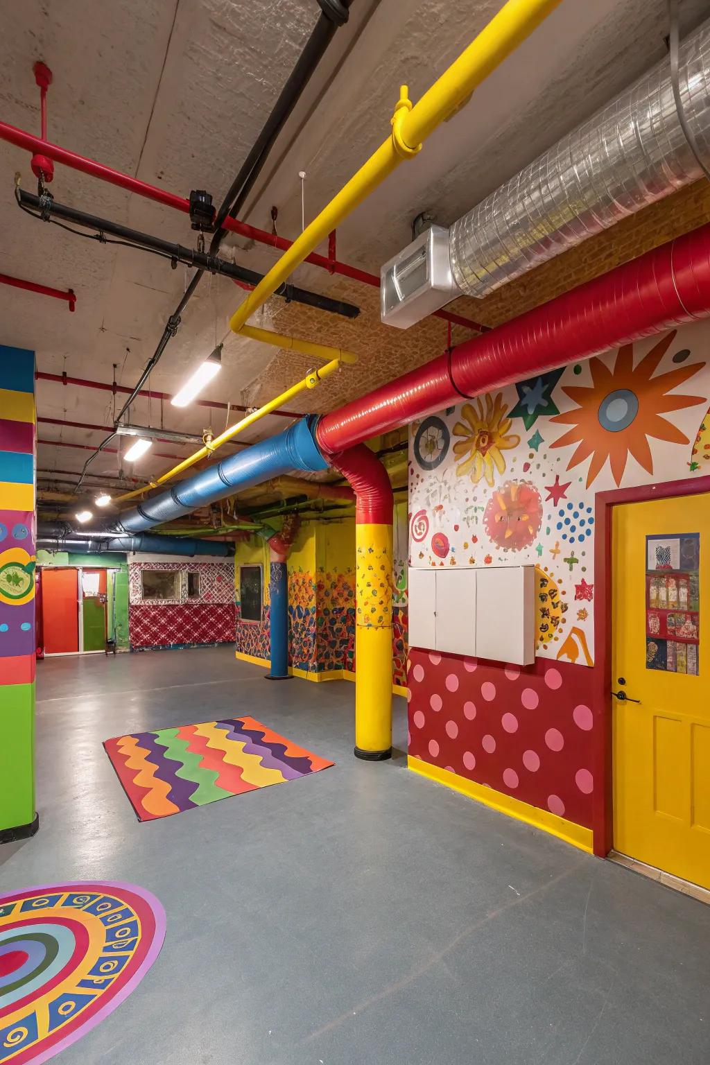 Inject personality into your space with bold colors on ductwork.