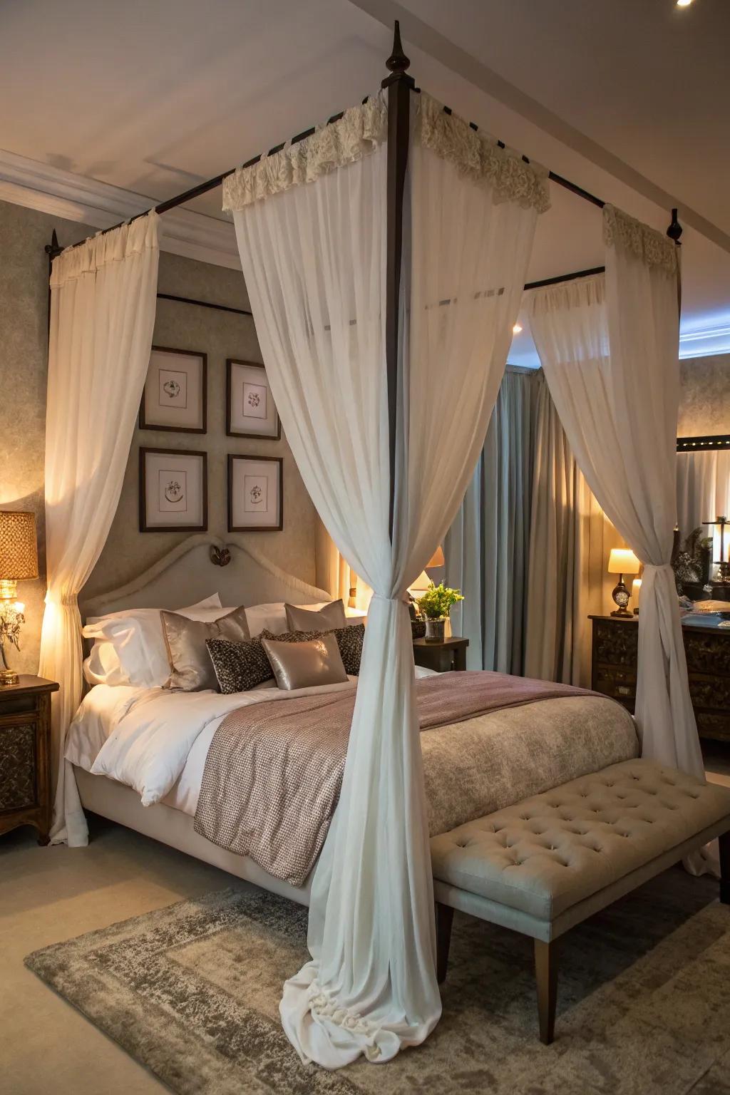 A canopy bed adds elegance and drama.