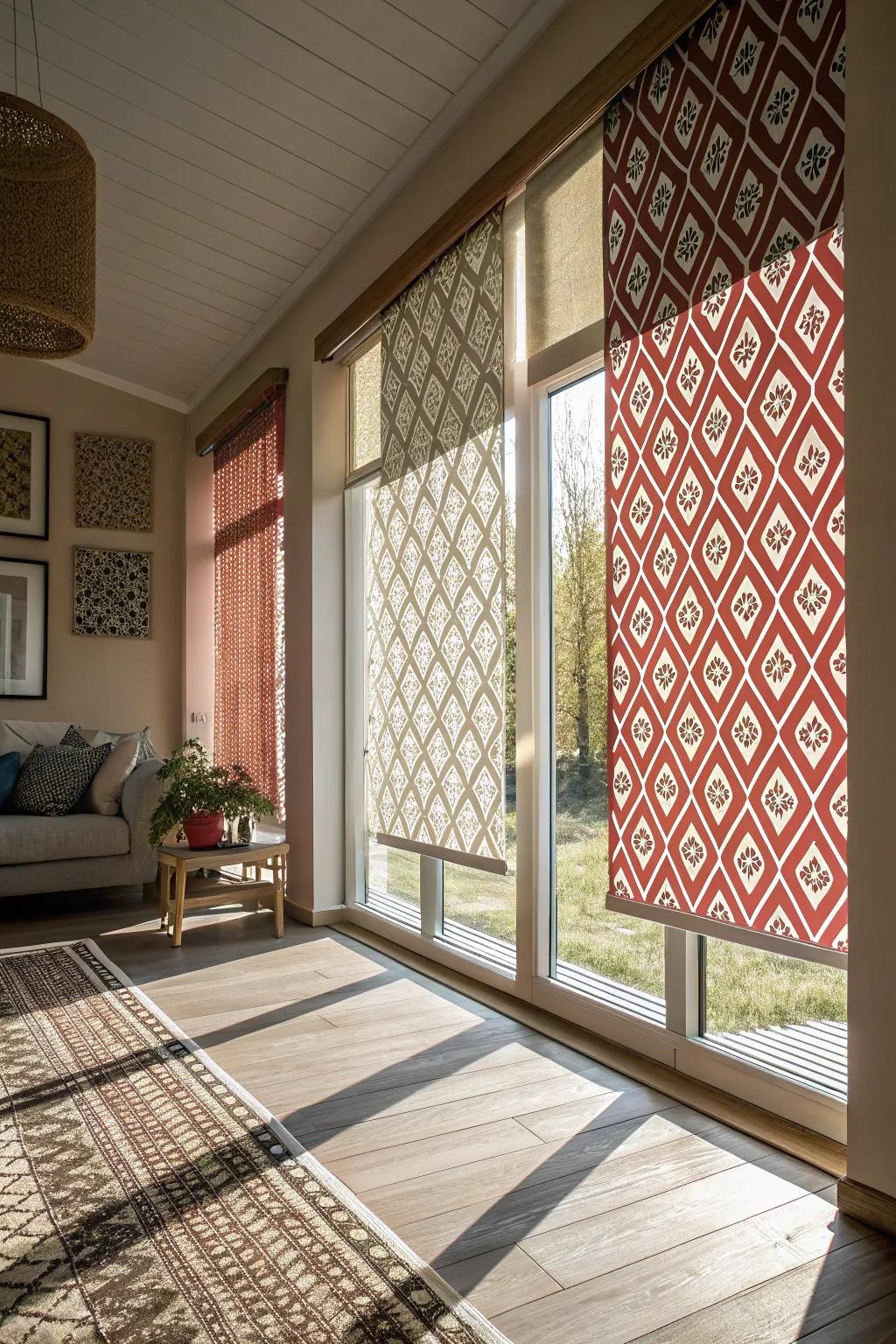 Patterned blinds that captivate and enhance any room.