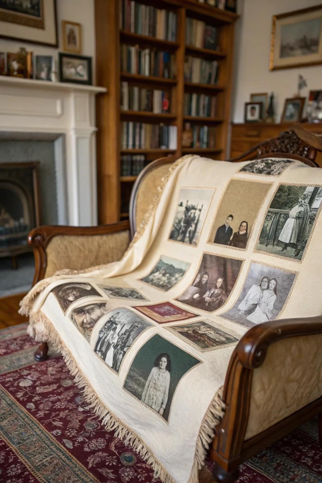 A memory lane blanket, capturing the essence of time.