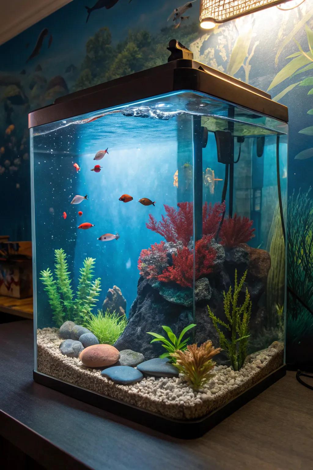 Decorative backgrounds add depth and style to your aquarium.