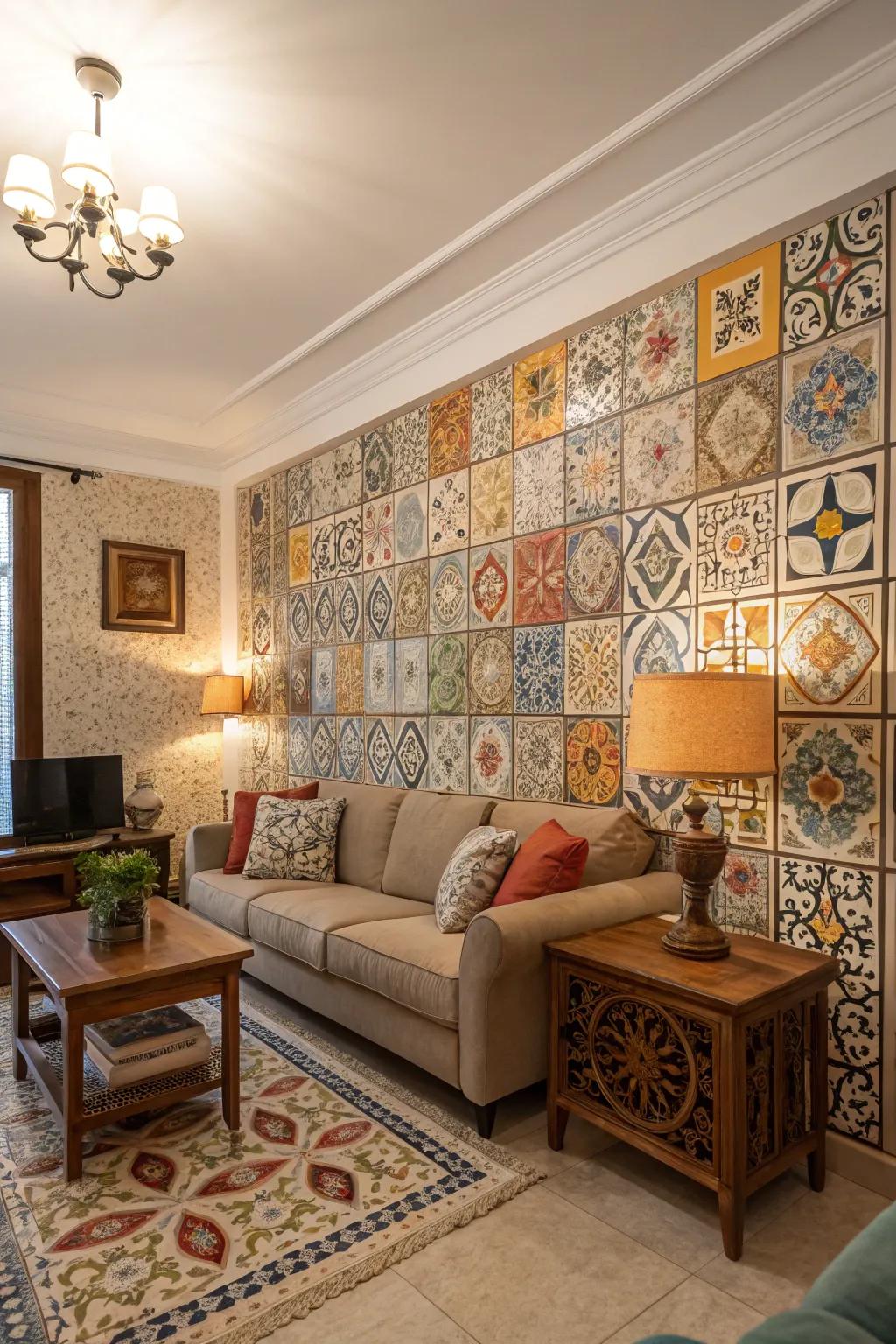 Make a statement with a tiled accent wall.