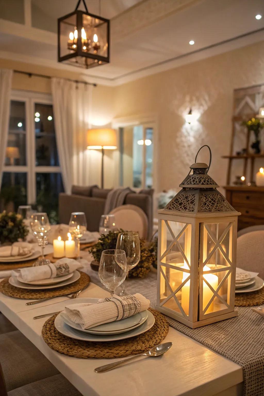 Lanterns offer elegance and warmth.