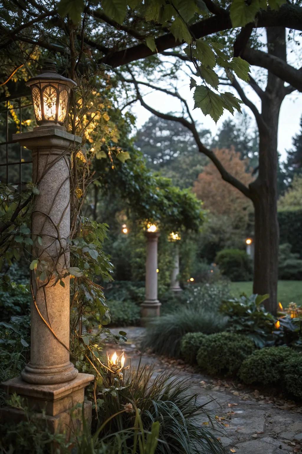 Create a secret garden feel with hidden lighting.