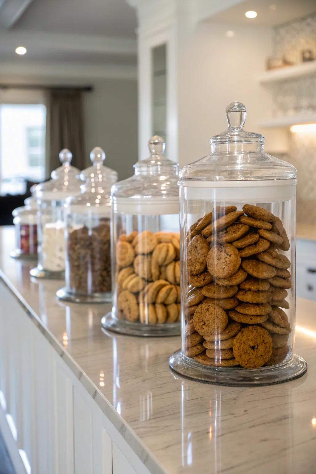 Minimalist glass containers for a modern aesthetic.