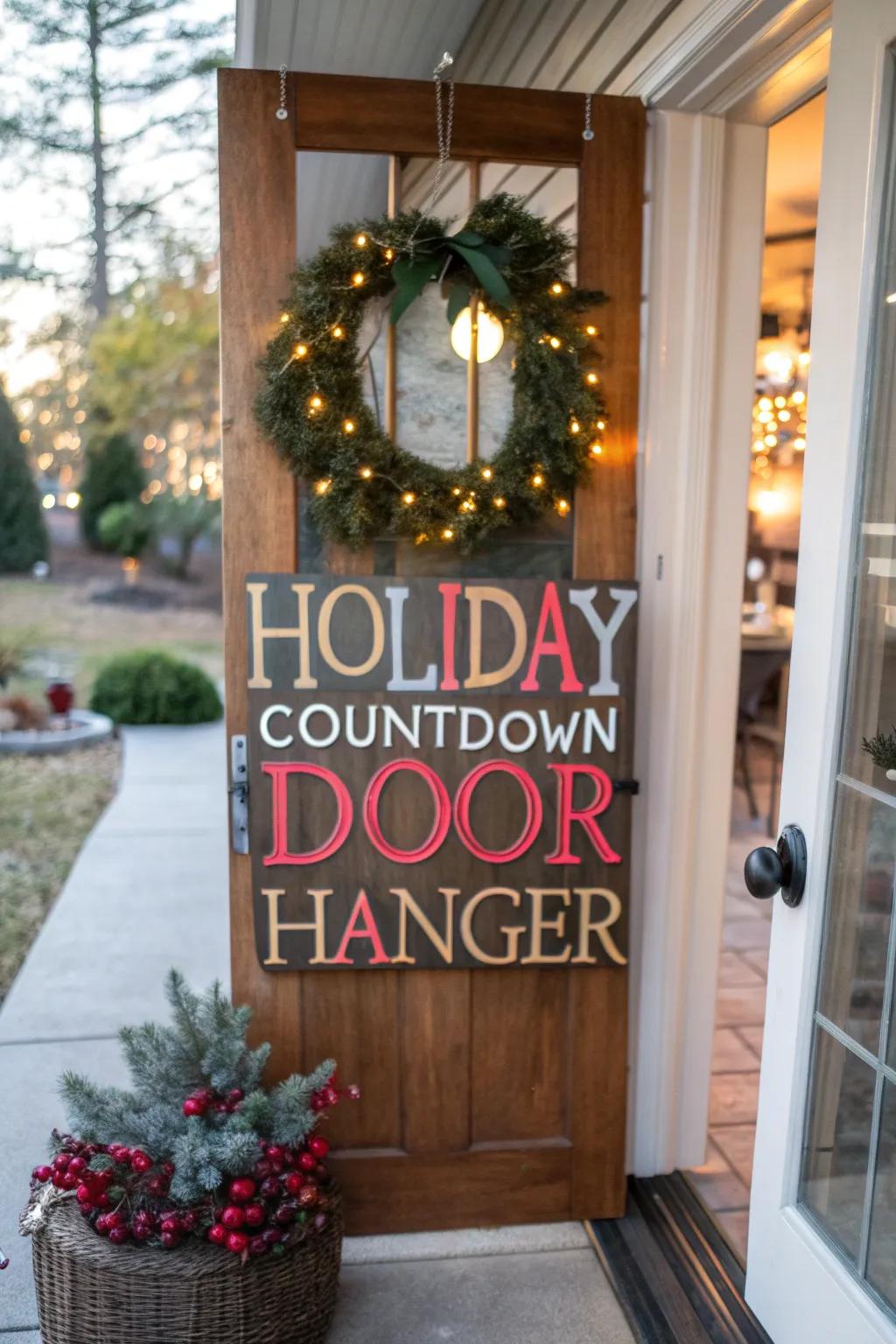 A festive countdown door hanger to mark the special days.