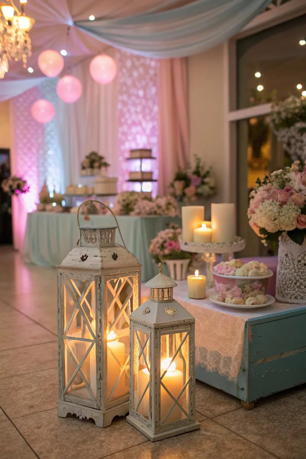 Lanterns create a warm and romantic atmosphere.
