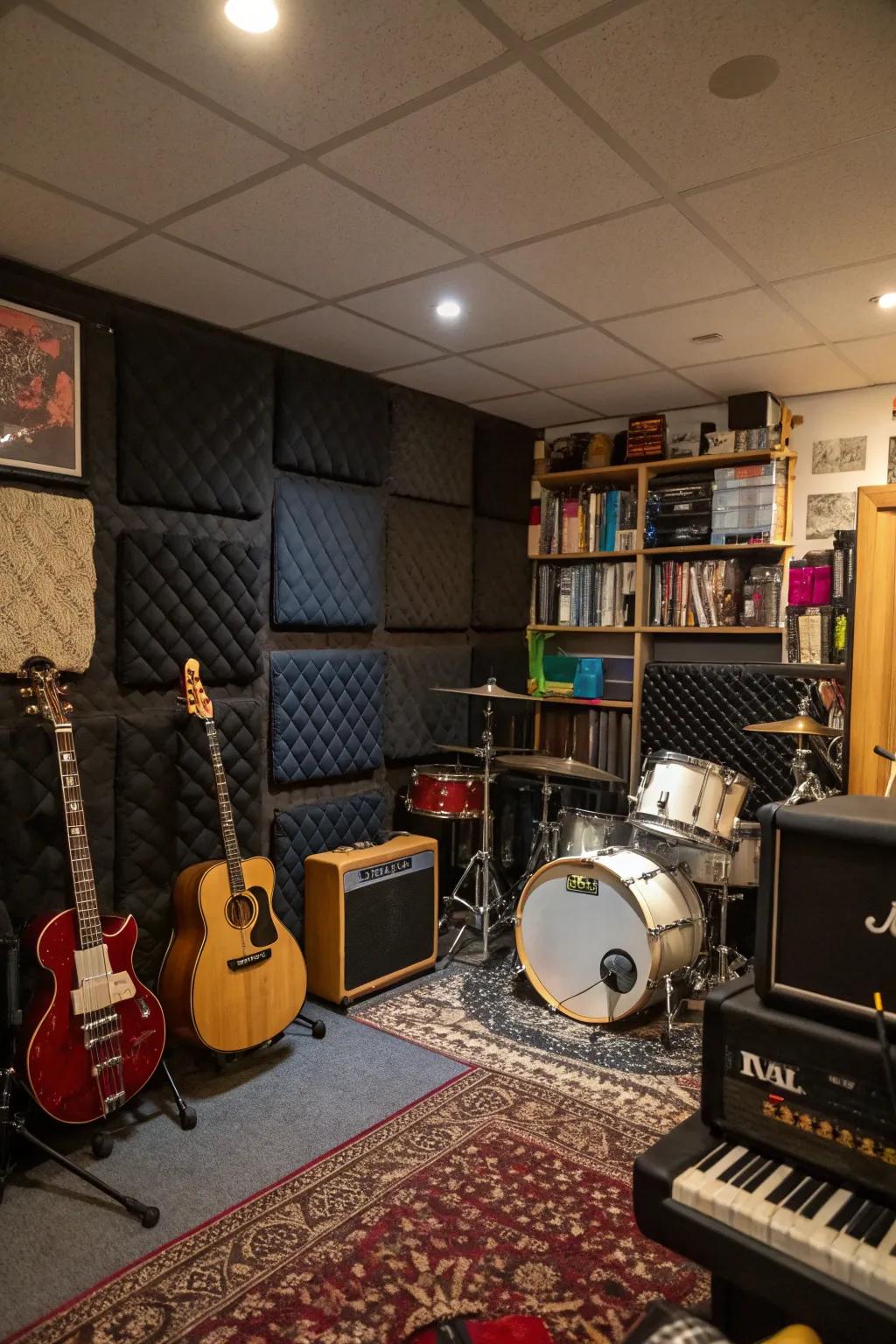 Rock out in fashion with a basement music space.