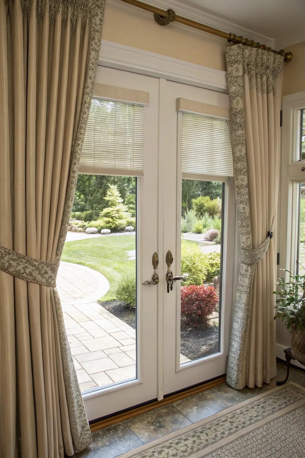 Curtains paired with blinds for added control over light and privacy.