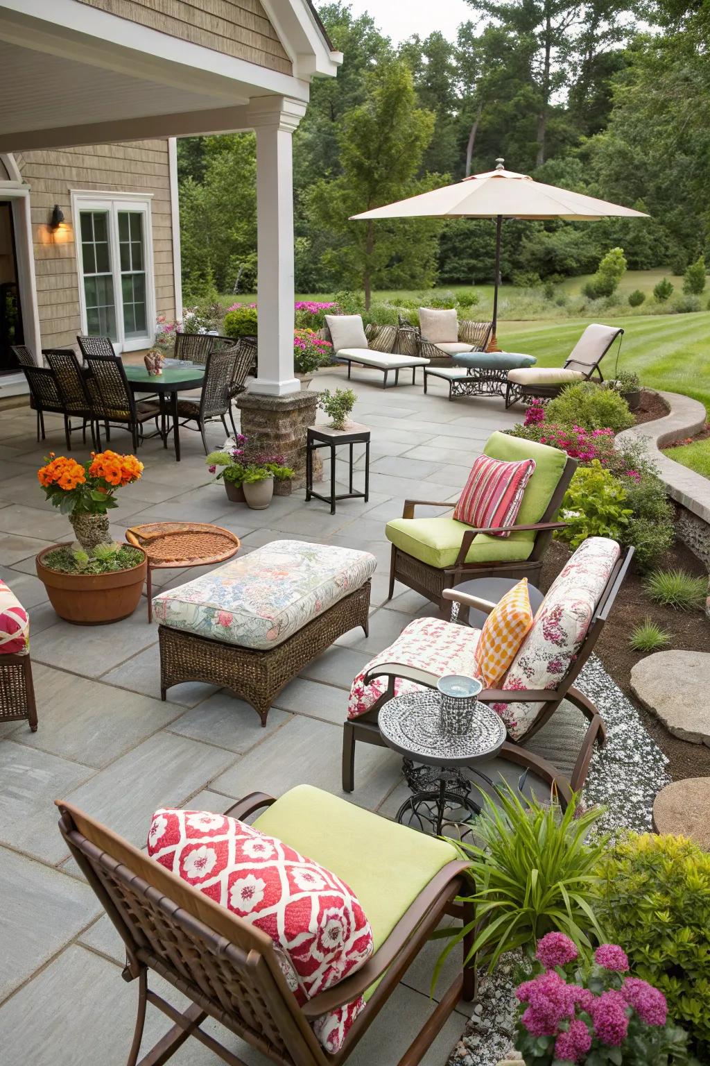 Mixing styles adds personality and interest to your patio setup.