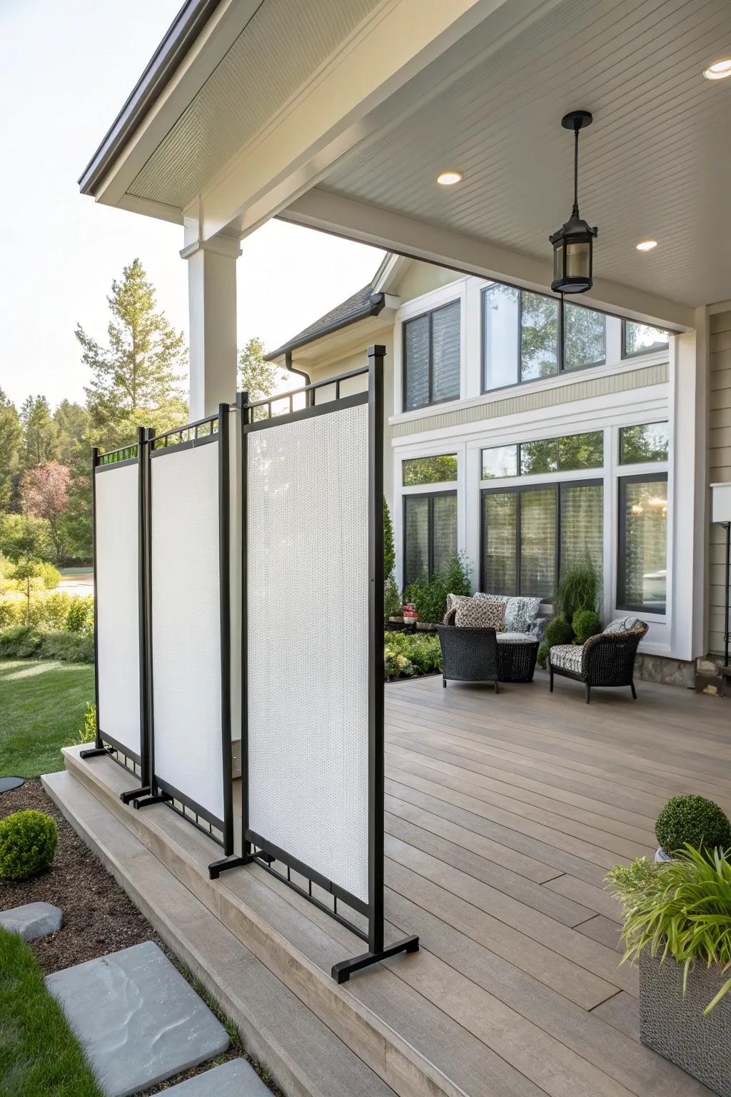 Flexible privacy with portable screens for dynamic spaces.
