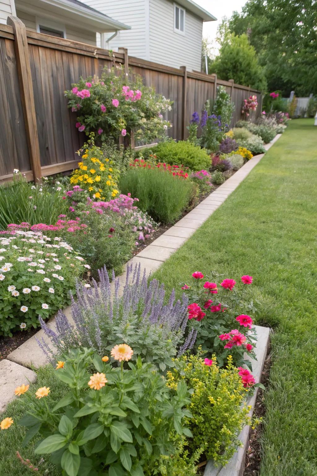 Herbs and flowers blend to create a functional and aromatic garden.