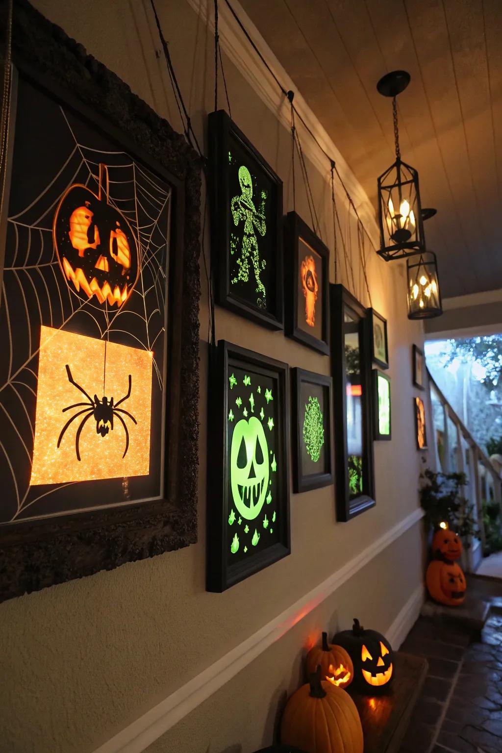 Glow-in-the-dark art adds an otherworldly touch.