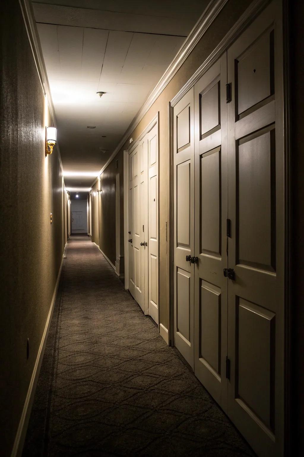 Intrigue with hidden cupboard doors.