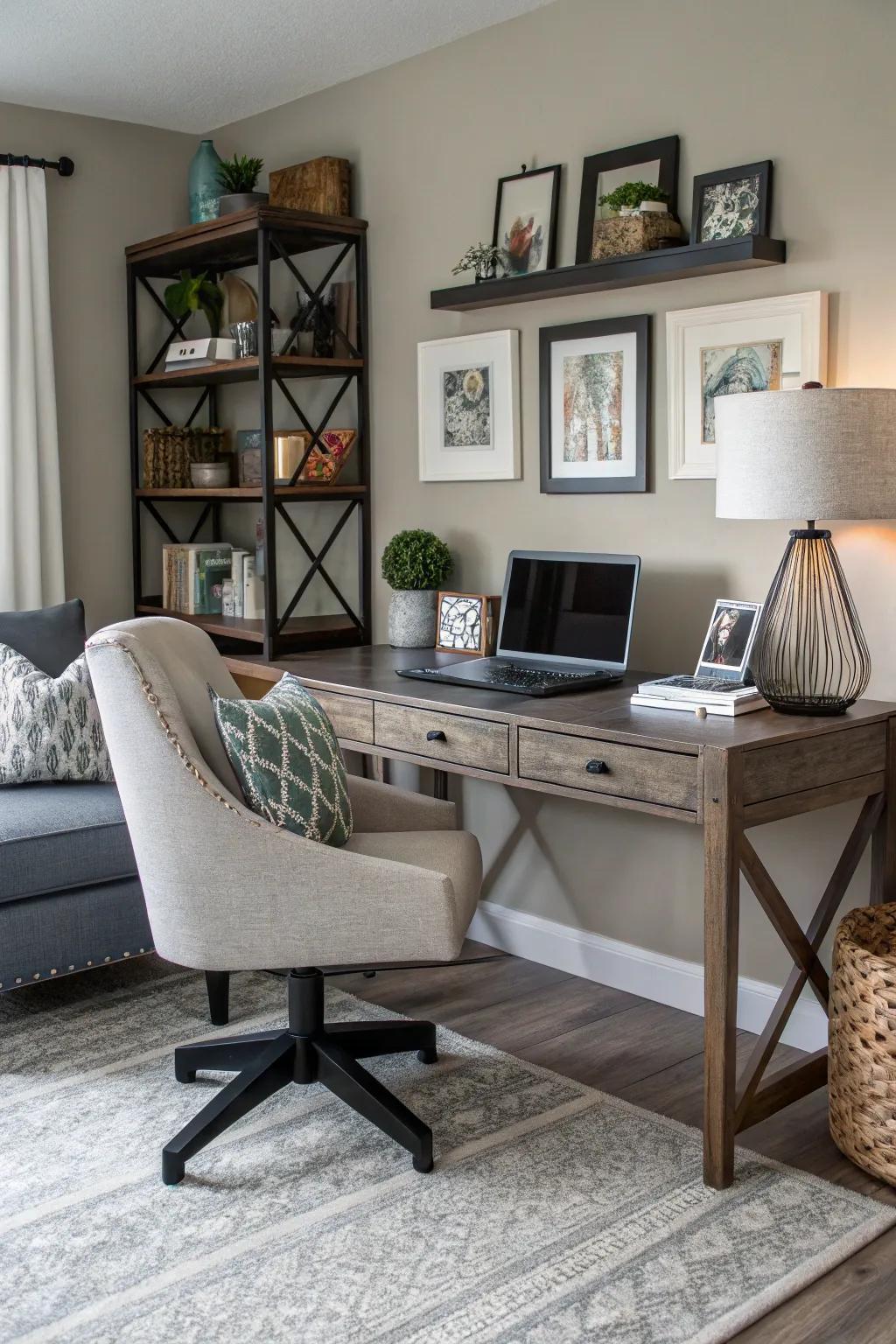 Create a versatile workspace within your living room.