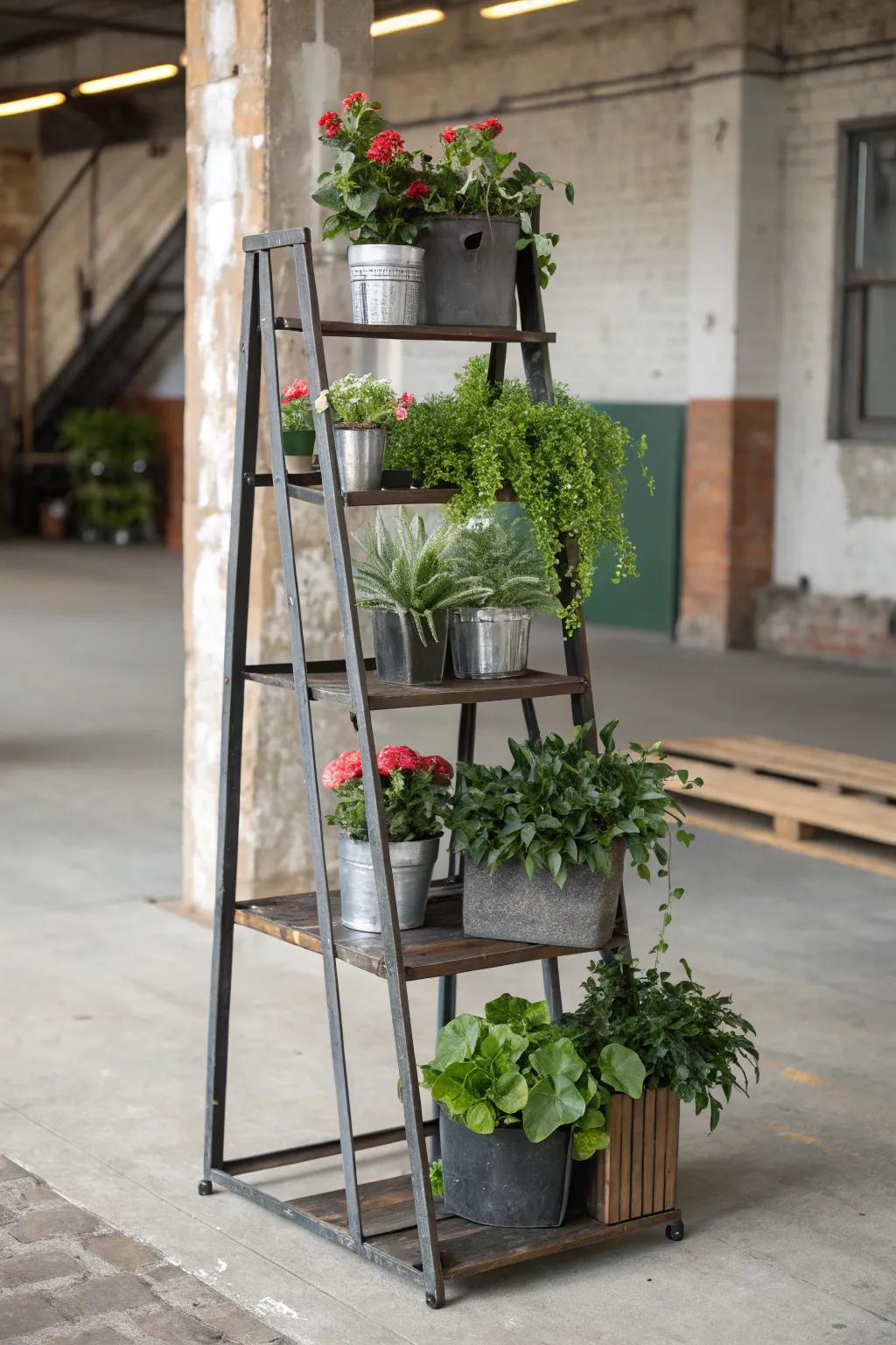 Combine industrial elements with lush greenery.