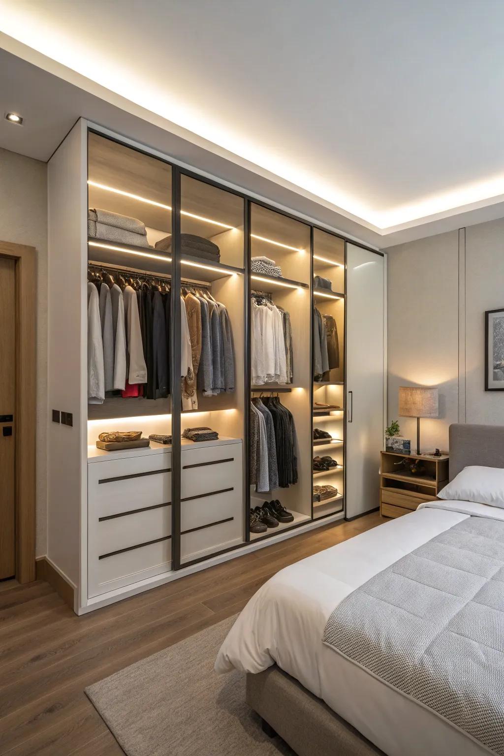 Wall-to-wall closets: smooth and spacious.