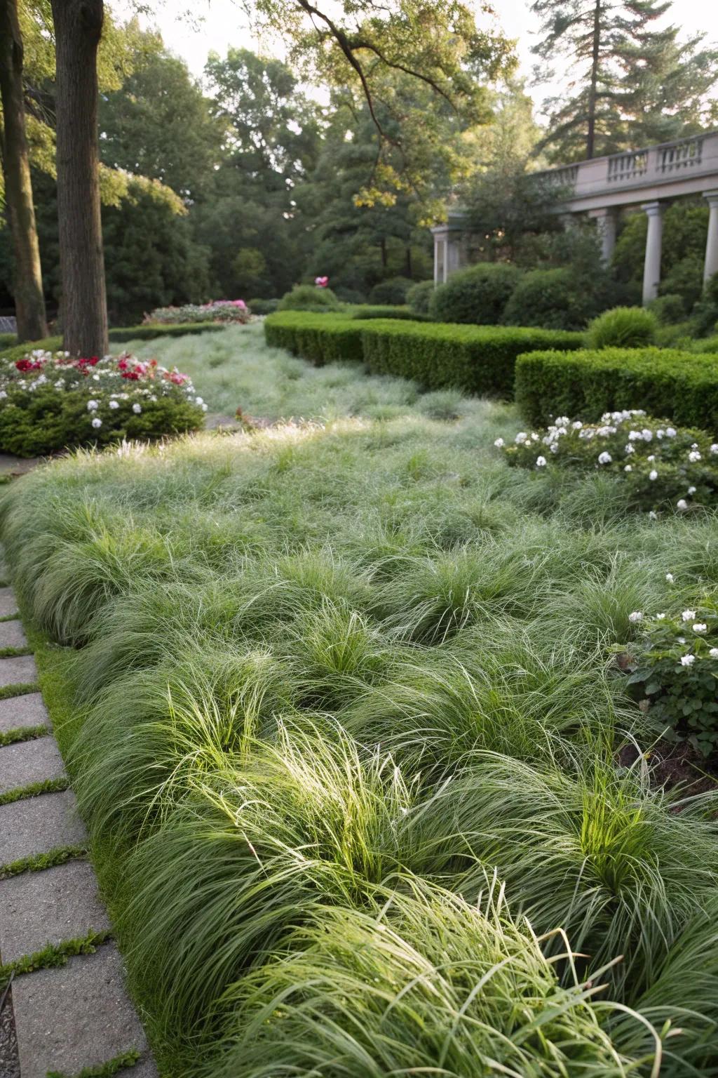 Emerald Carpet Sedge fashioning an opulent ground cover.