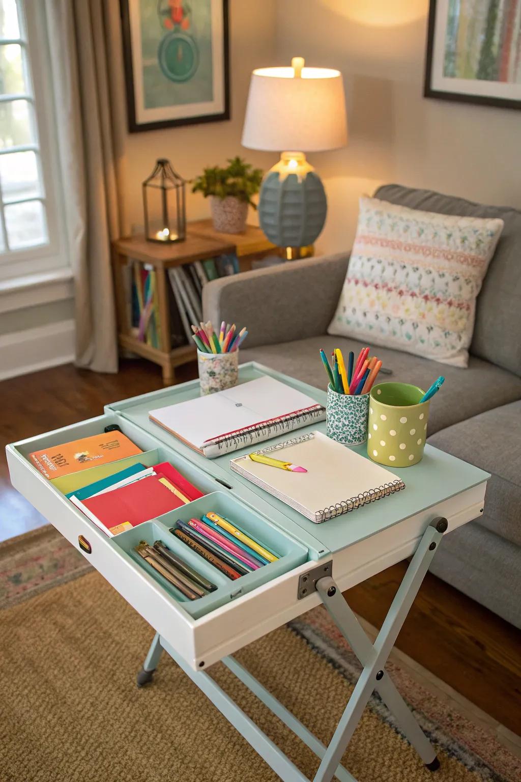 A space-saving foldable homework station.