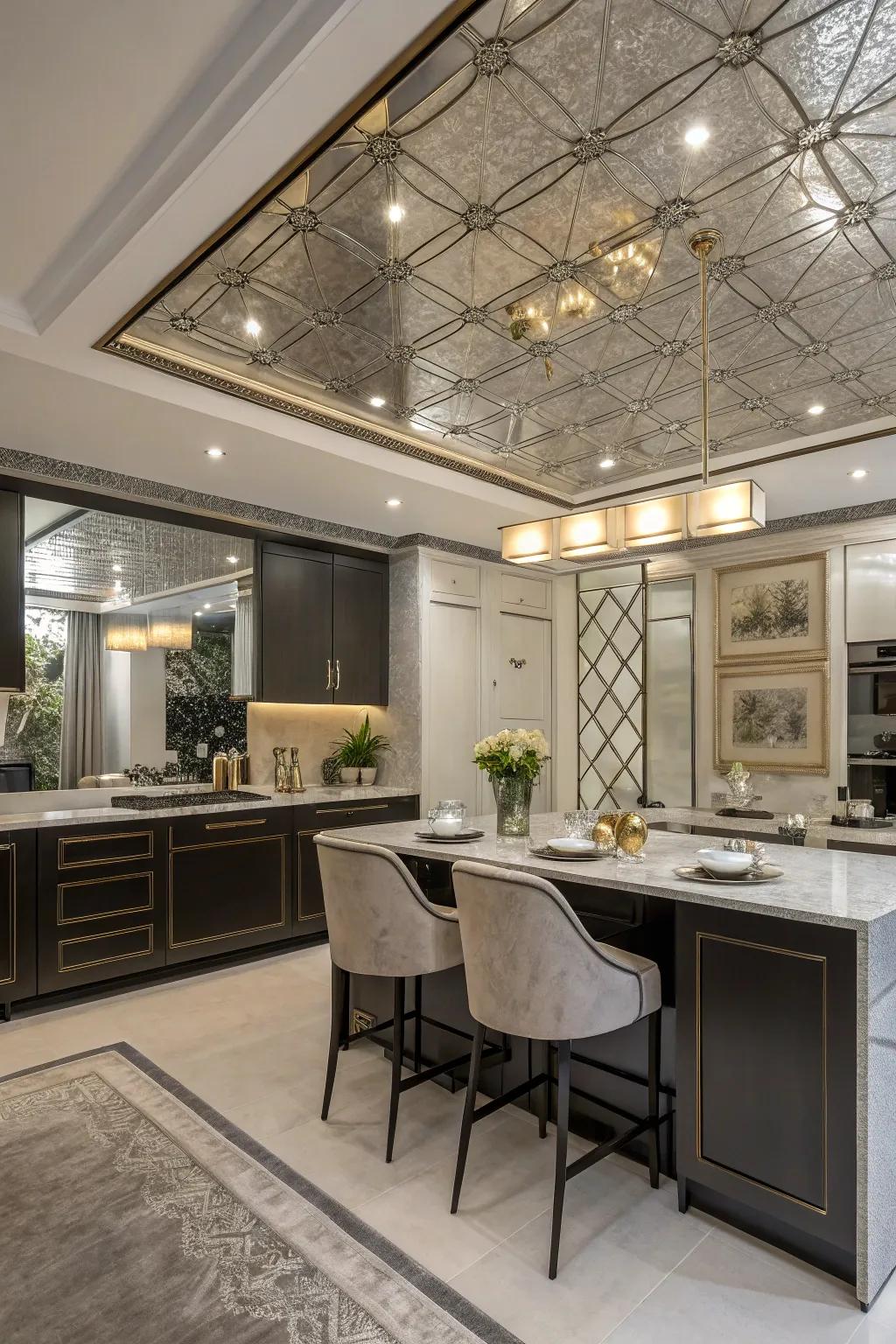 Craft a sense of spaciousness with mirror-like ceiling highlights.