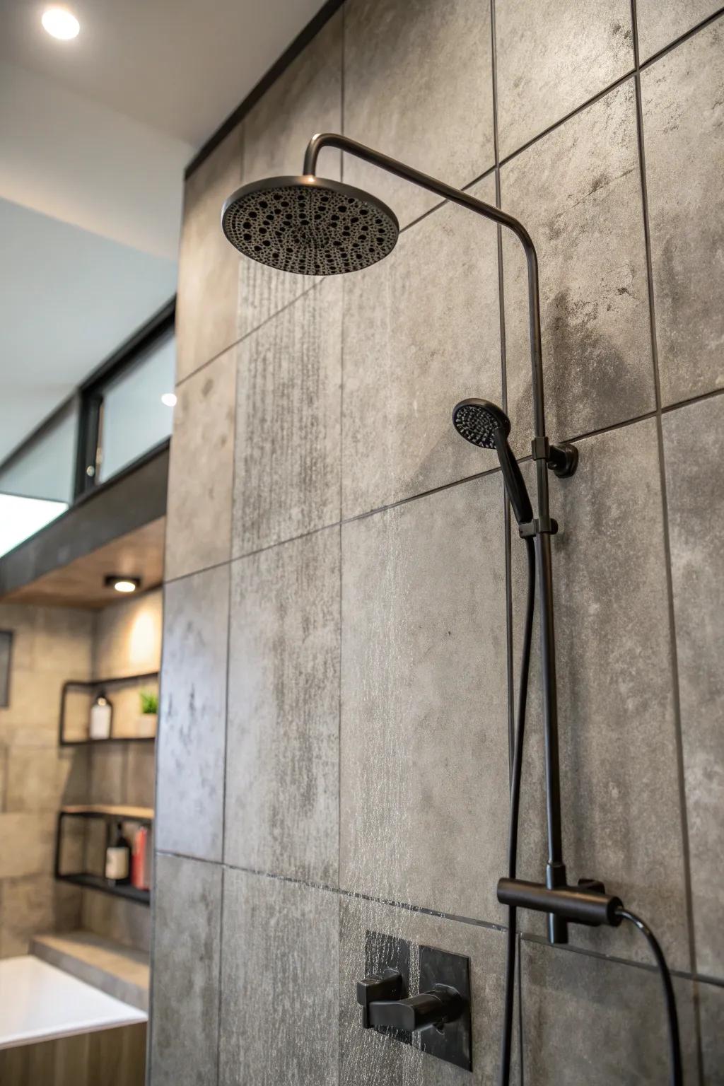 Concrete panels give your shower a chic, industrial feel.