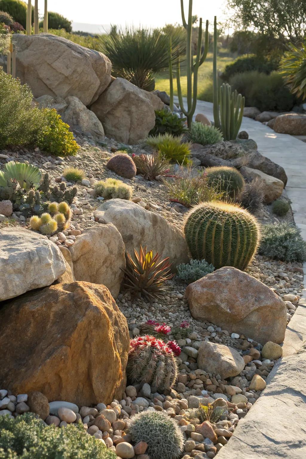 A captivating rock garden that blends natural elements seamlessly.