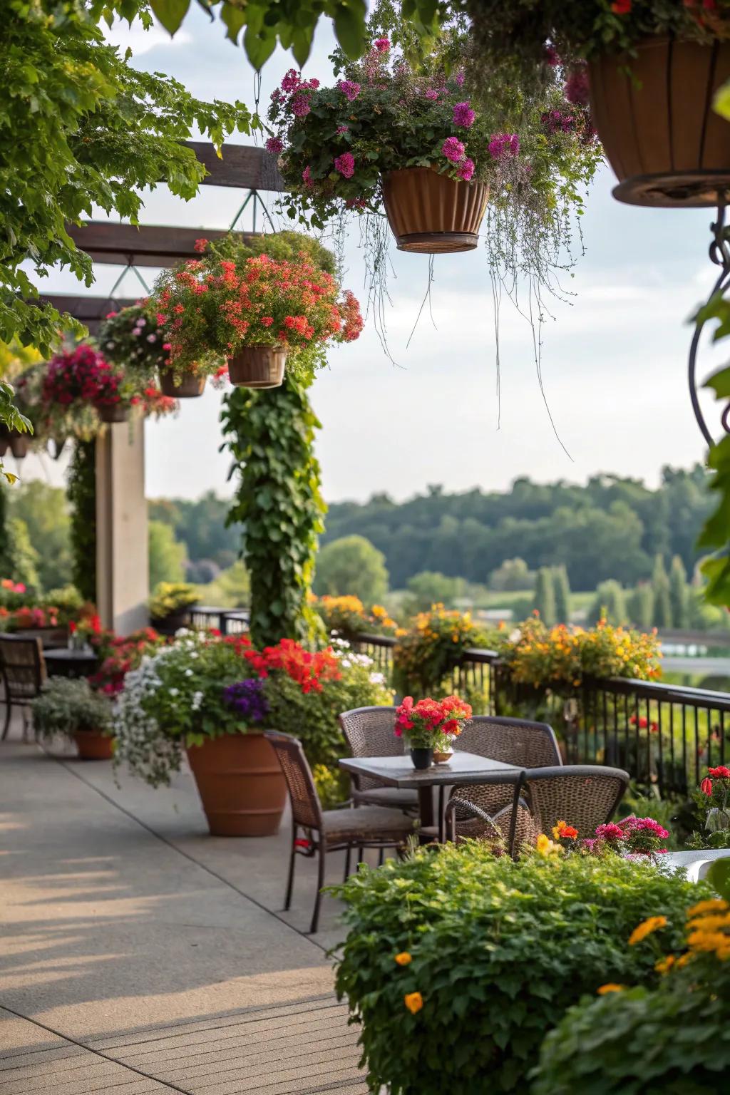 Greenery enlivens your outdoor seating area with natural beauty.