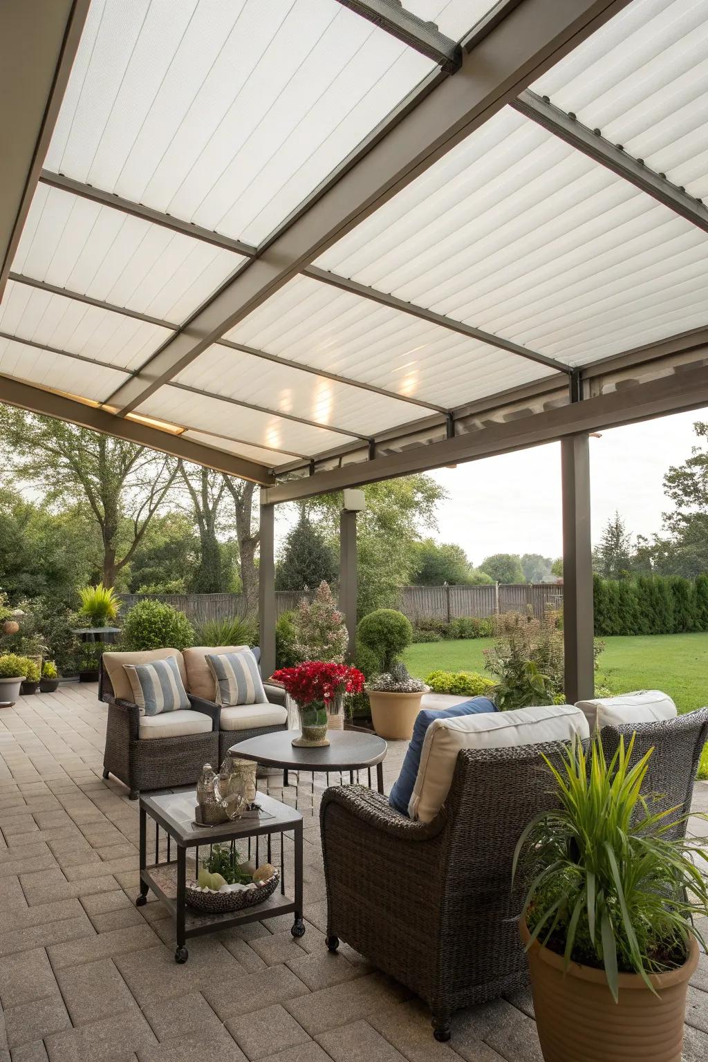 Insulated panels ensure a comfortable patio environment.