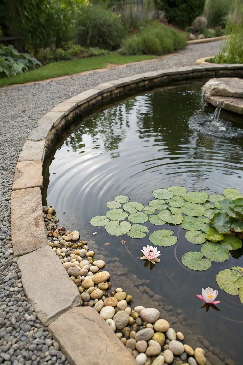 A serene water feature with natural beauty.