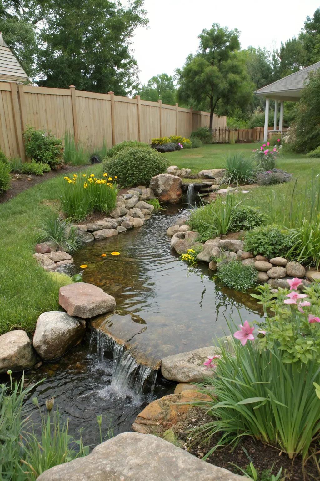 Eco-friendly streams use sustainable practices for a greener garden.