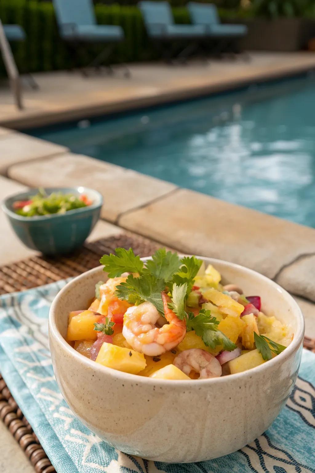 Enjoy a tropical twist with pineapple and shrimp ceviche.