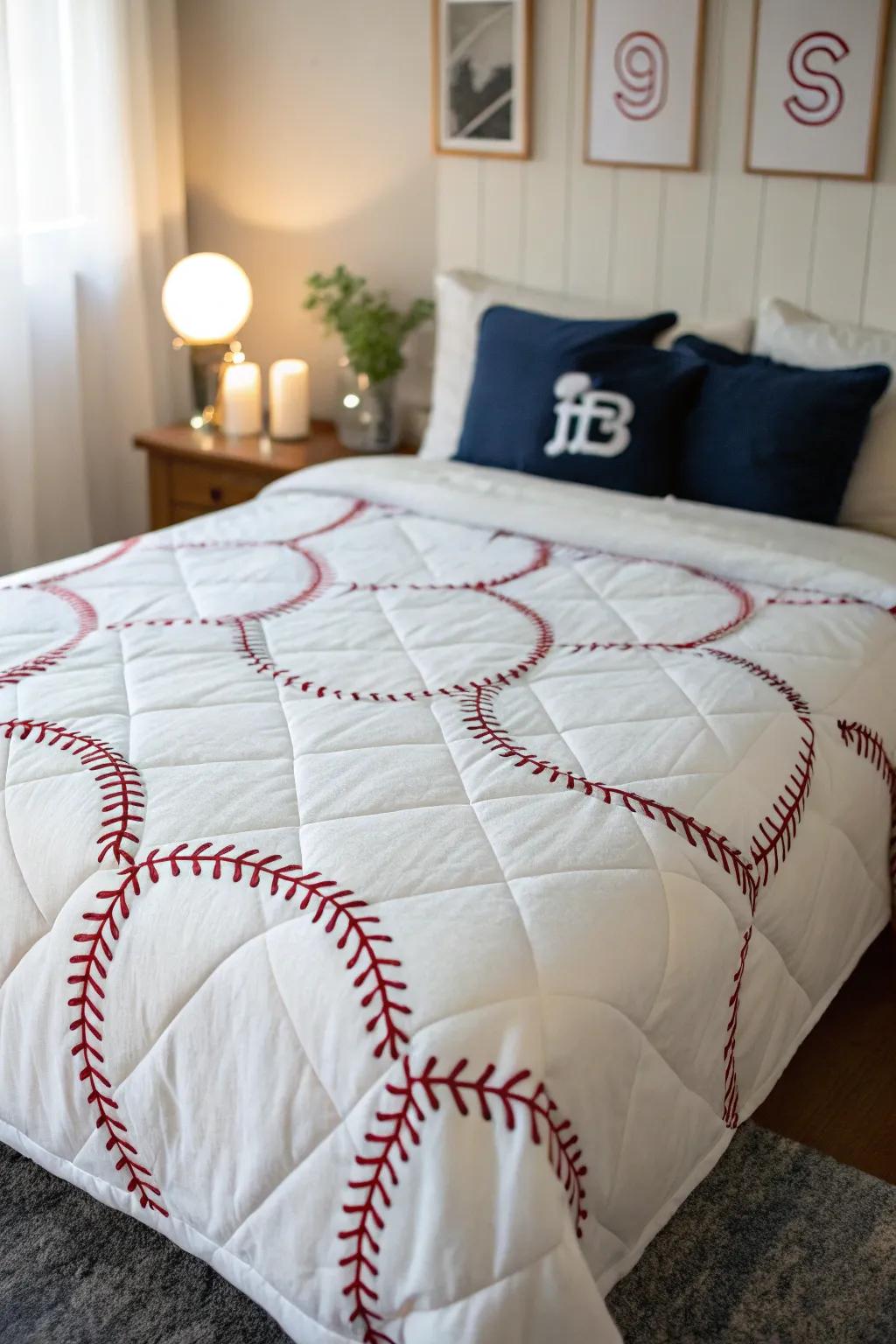 Incorporate rally towels into your bedding for a personal touch.