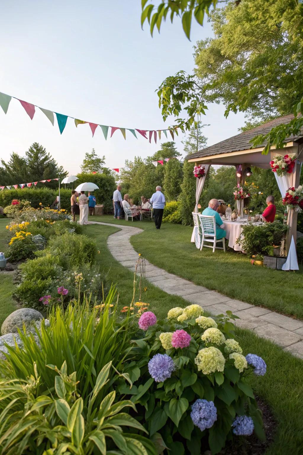 A garden theme offers a refreshing outdoor celebration.