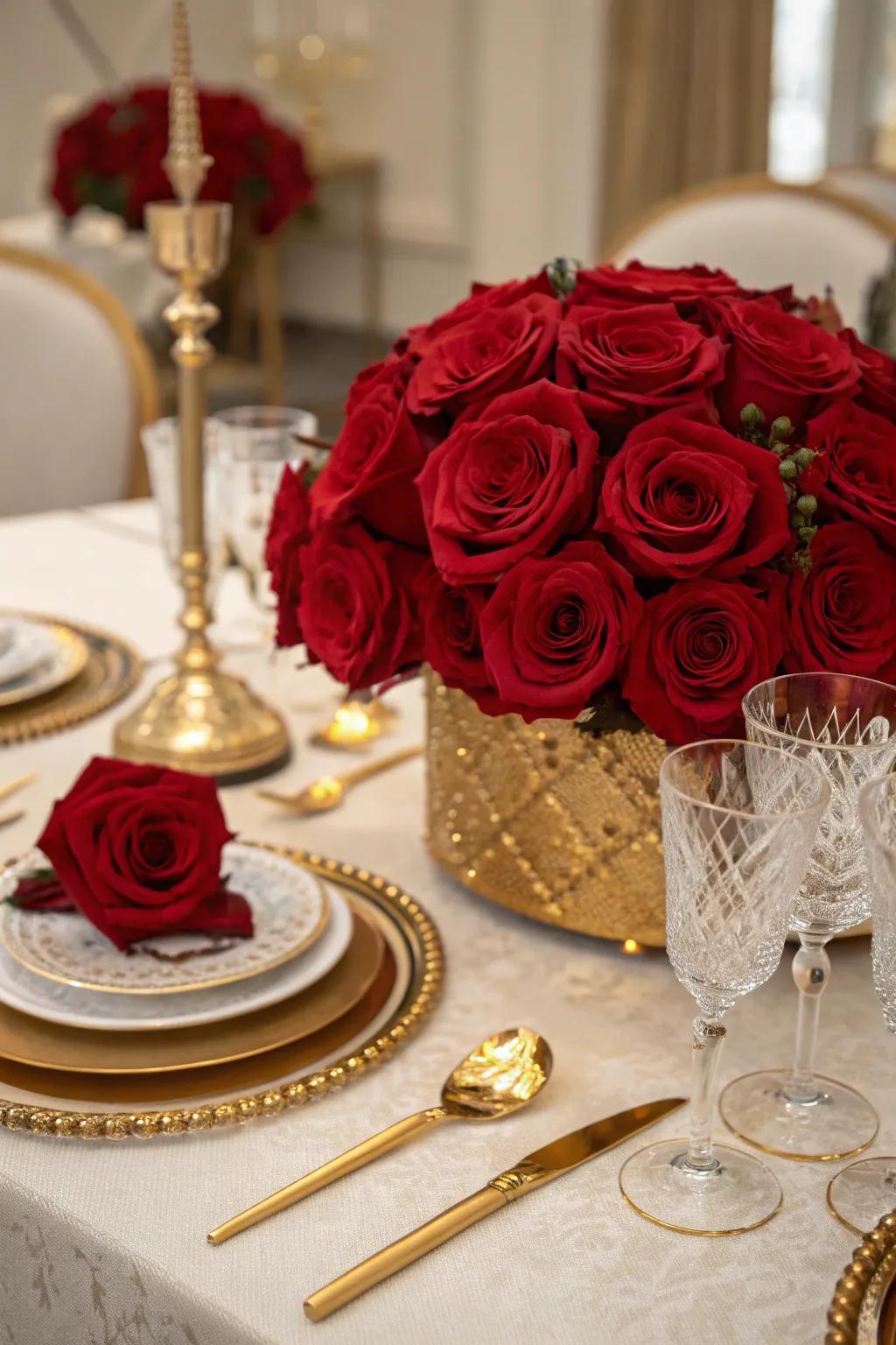 Luxurious Touch with Roses and Gold Details