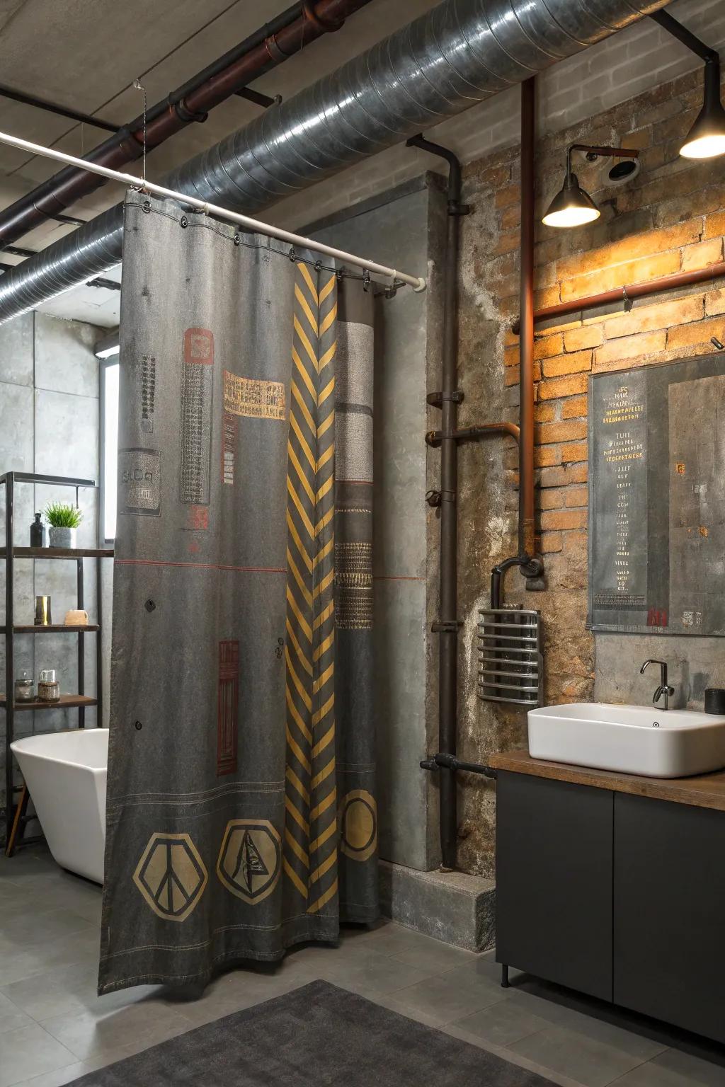 Industrial patterns bring a modern, urban edge to your bathroom.