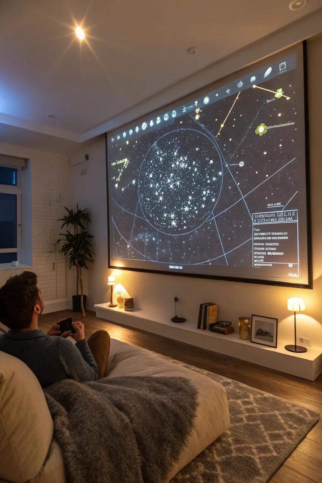 Interactive star maps engage families in learning about the night sky.