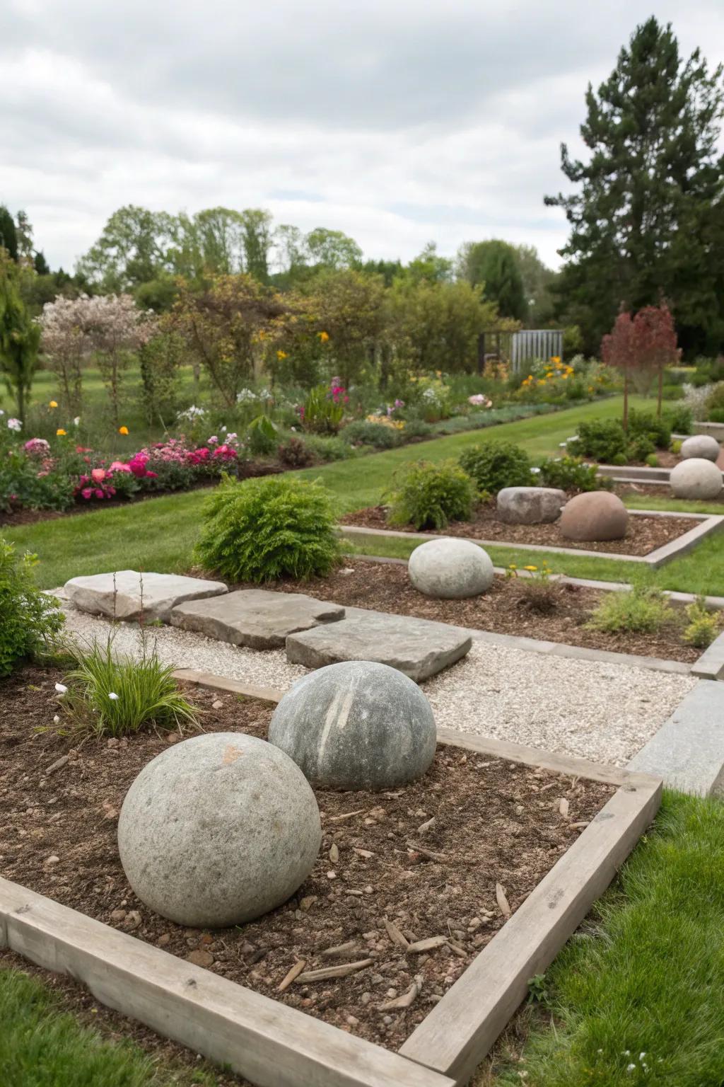 Transform your garden into an artful space with sculptural stones.