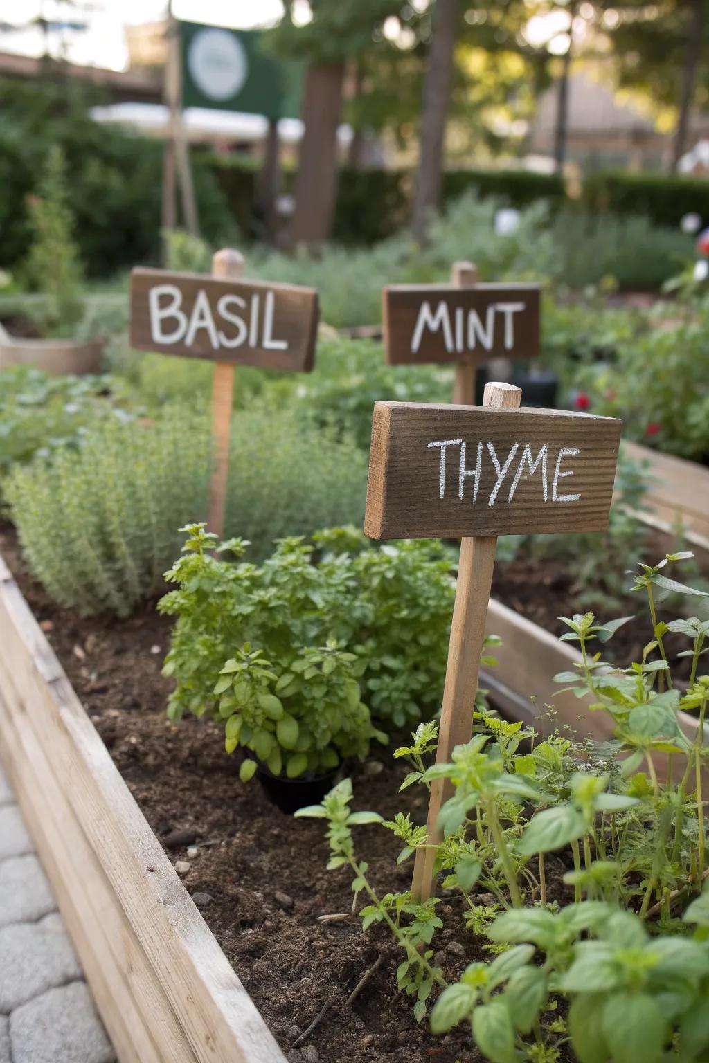 Herb labels enriching the appeal and clarity of your tea garden.