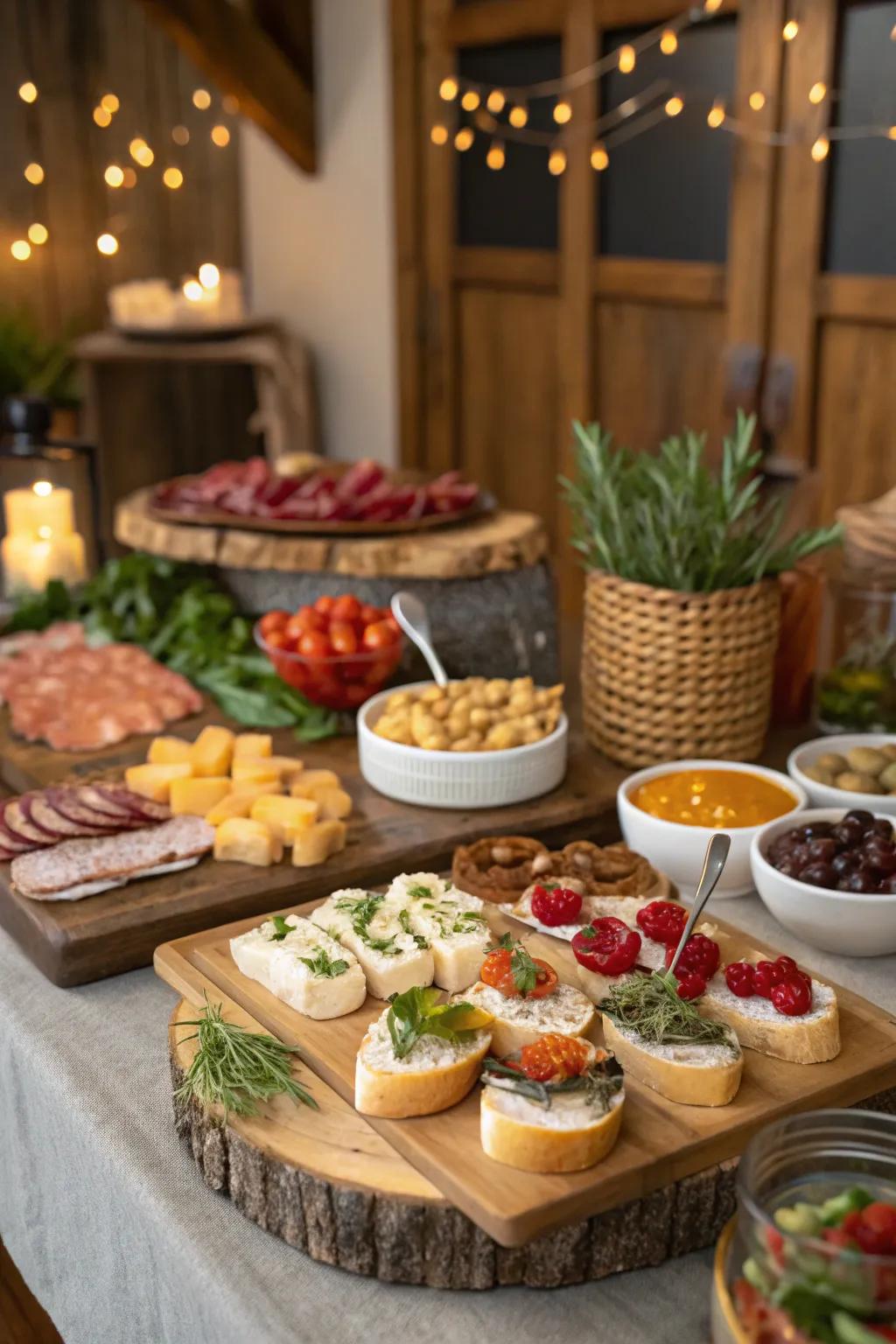 A DIY crostini bar for a personalized and interactive experience.