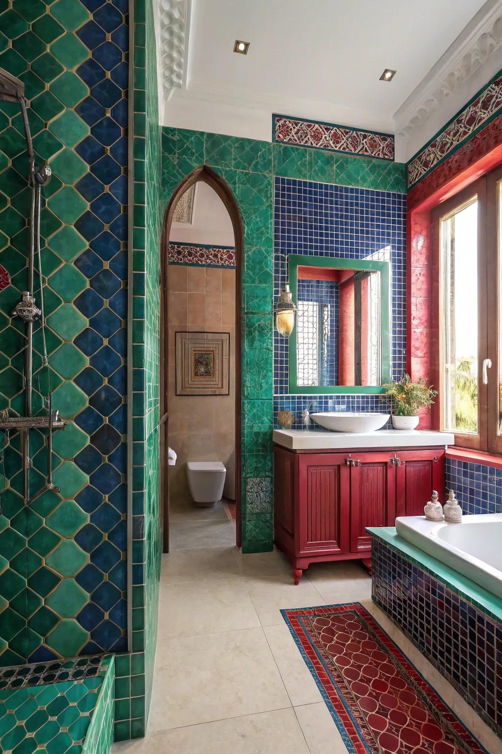 Transform your space with bold jewel-toned tiles.