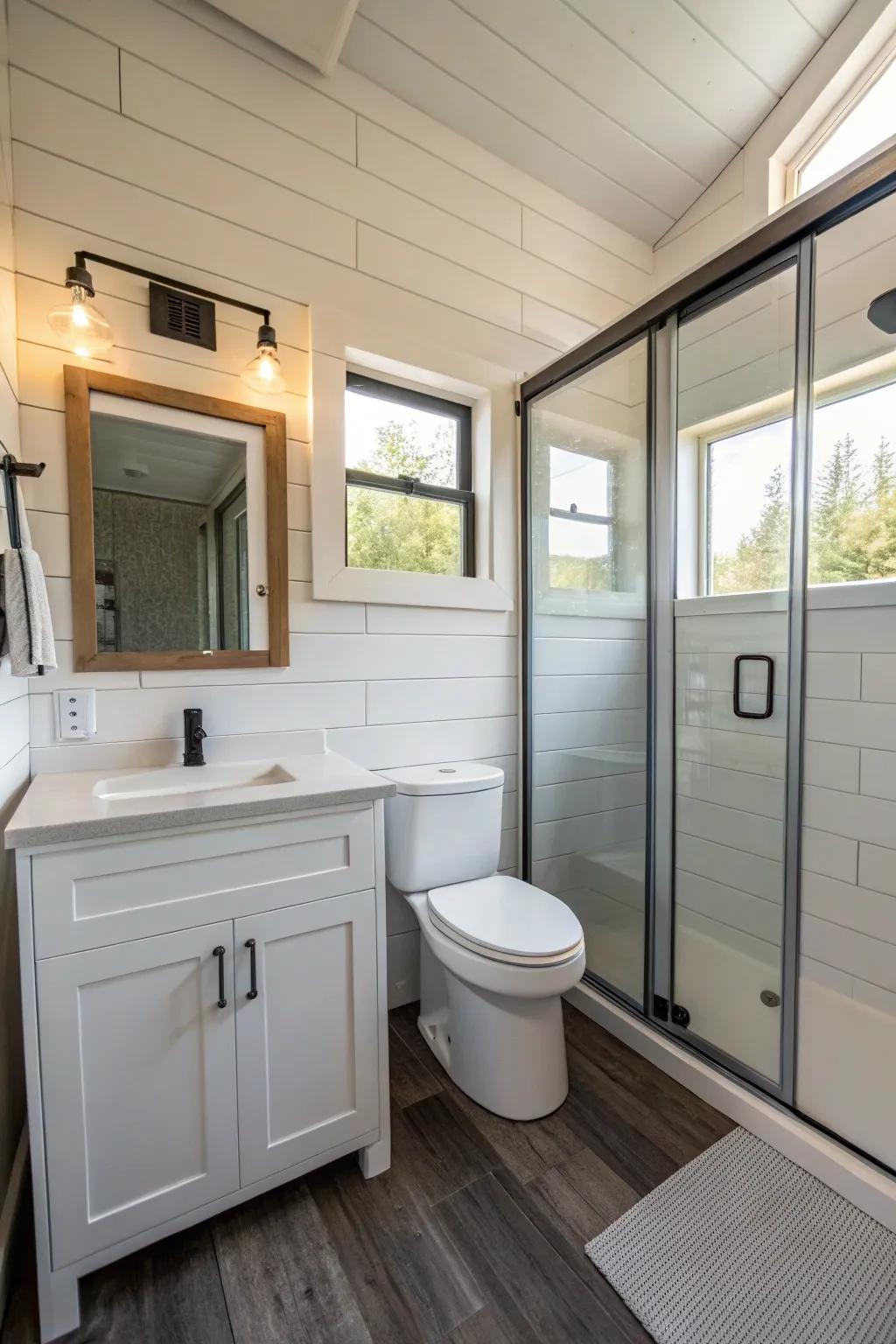 Minimalist design creating a serene and spacious bathroom feel