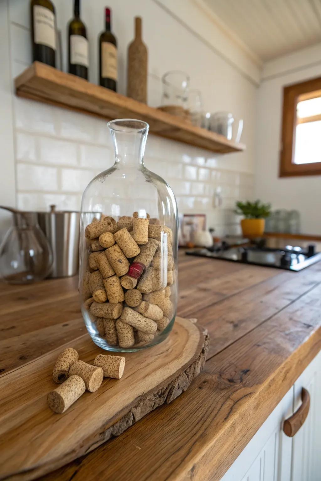 Add a rustic touch with wine corks as fillers.