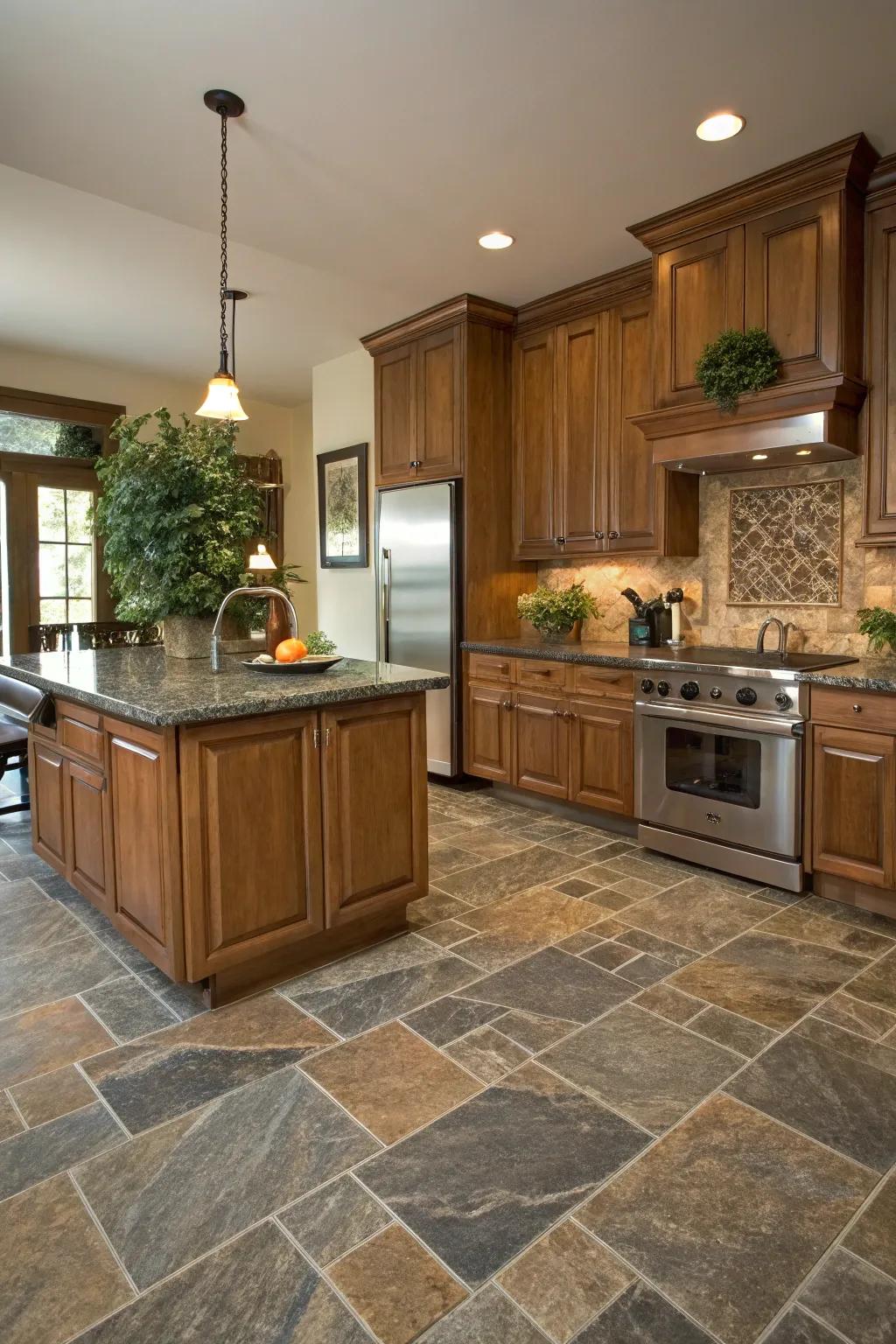 Enjoy the elegance of stone with low-maintenance vinyl.