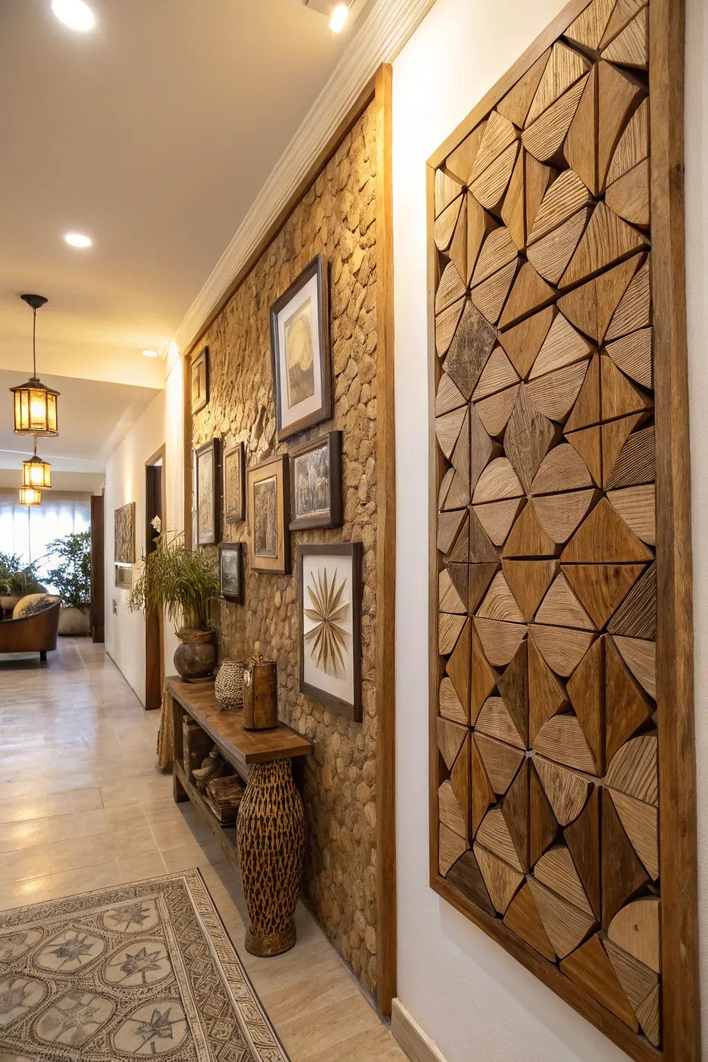 Create unique art with wooden mosaics.