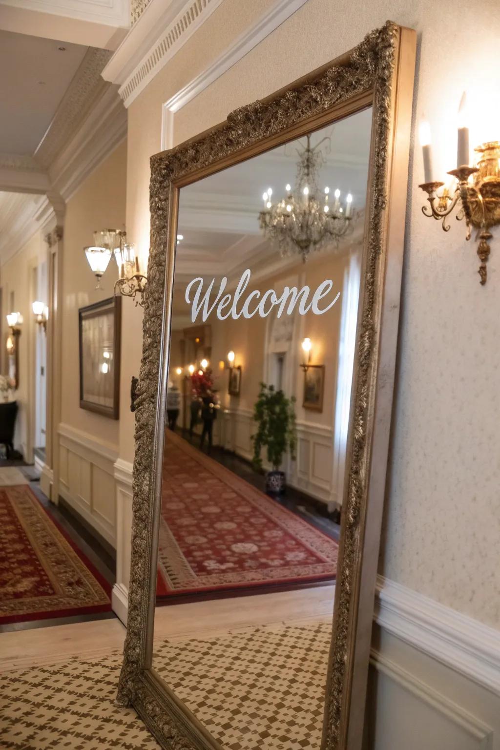 Reflect elegance with a hand-scripted mirror marker.