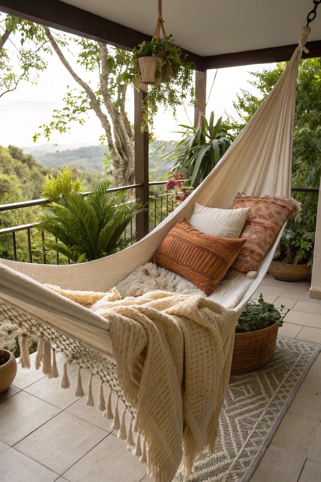 A snug alcove ideally suited for unwinding on the patio.